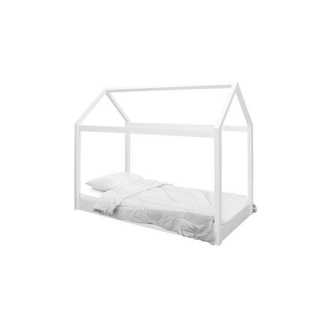 House Single Bed Frame in White - Hickory - LPD
