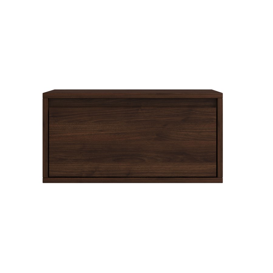 Wide Walnut Floating Bedside Table with Storage - Hiro