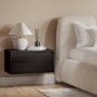 Wide Black Floating Bedside Table with Storage - Hiro