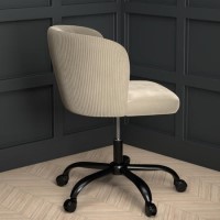 Beige Velvet Pleated Swivel Office Chair - Holly