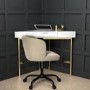 Beige Velvet Pleated Swivel Office Chair - Holly