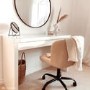 Beige Velvet Pleated Swivel Office Chair - Holly