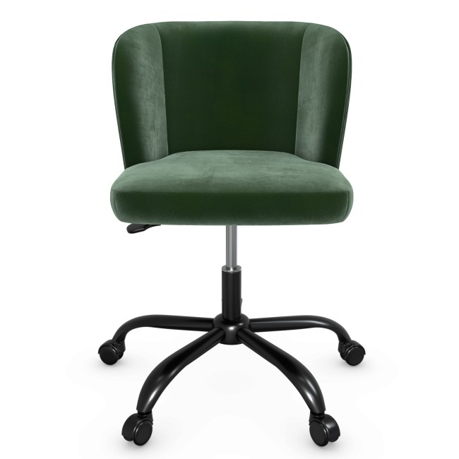 Green Velvet Pleated Swivel Office Chair - Holly