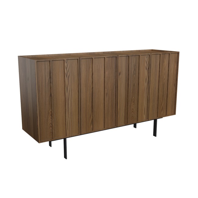 Large Walnut Modern Sideboard with 4 Doors - Helmer