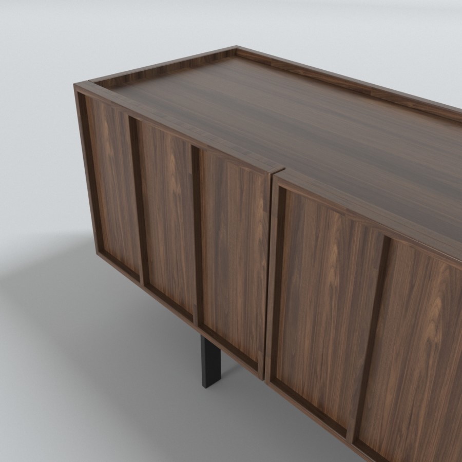 GRADE A1 - Large Walnut Sideboard - 4 Doors - Helmer