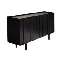 GRADE A2 - Large Black Oak Sideboard - 4 Doors - Helmer