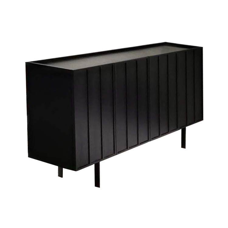 GRADE A2 - Large Black Oak Sideboard - 4 Doors - Helmer