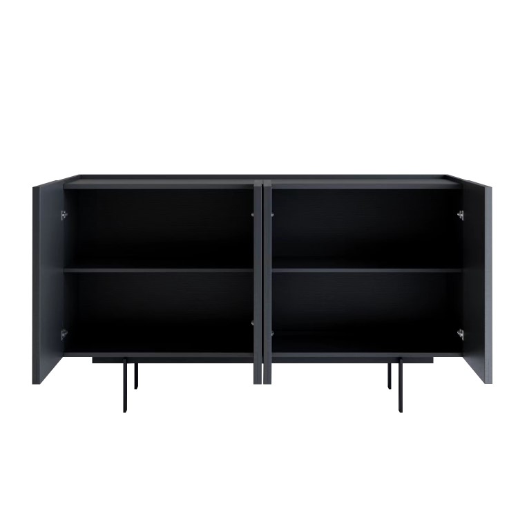 GRADE A2 - Large Black Oak Sideboard - 4 Doors - Helmer