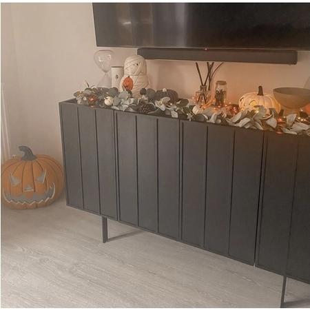 GRADE A2 - Large Black Oak Sideboard - 4 Doors - Helmer