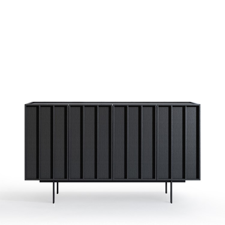 GRADE A2 - Large Black Oak Sideboard - 4 Doors - Helmer