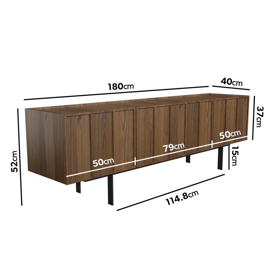 GRADE A1 - Large Walnut TV Unit with Storage - TV's up to 70" - Helmer