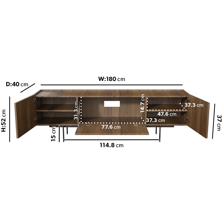 Wide Walnut TV Stand with Storage - TV's up to 70" - Helmer