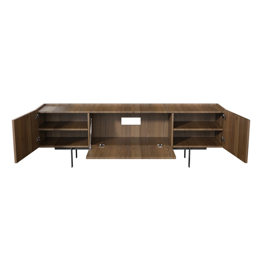 GRADE A1 - Large Walnut TV Unit with Storage - TV's up to 70" - Helmer