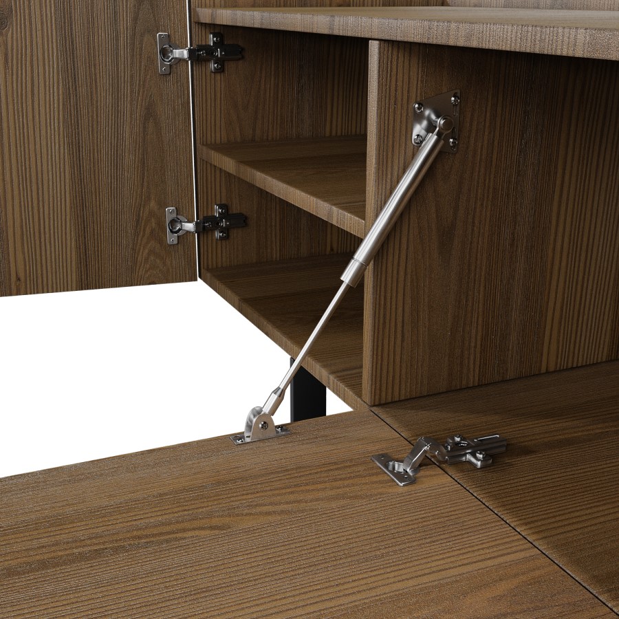 GRADE A1 - Large Walnut TV Unit with Storage - TV's up to 70" - Helmer