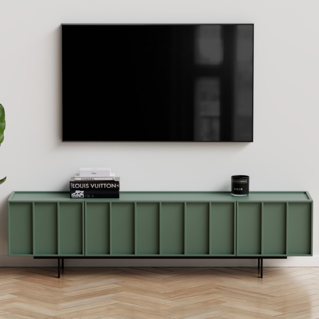 Large Green TV Unit with Storage - TV's up to 70" - Helmer