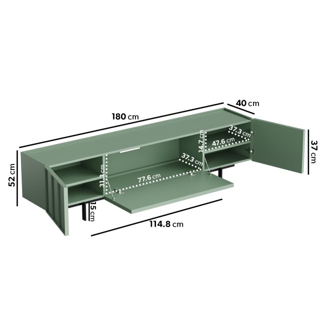 Large Green TV Unit with Storage - TV's up to 70" - Helmer