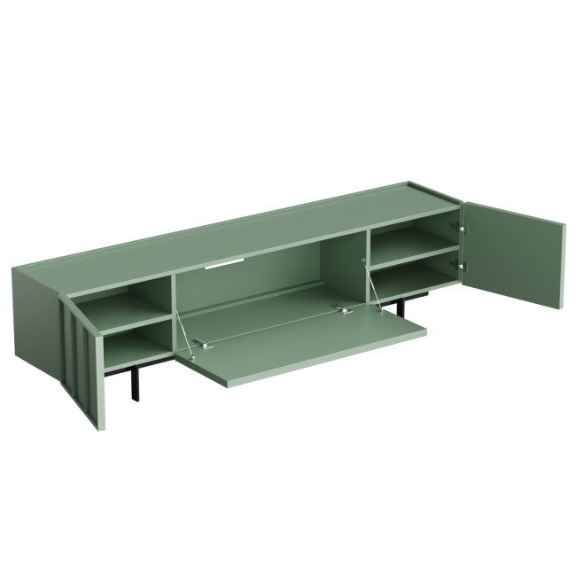 Large Green TV Unit with Storage - TV's up to 70" - Helmer