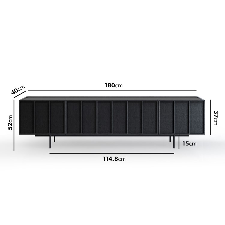 GRADE A2 - Large Black Oak TV Unit with Storage - TV's up to 70" - Helmer