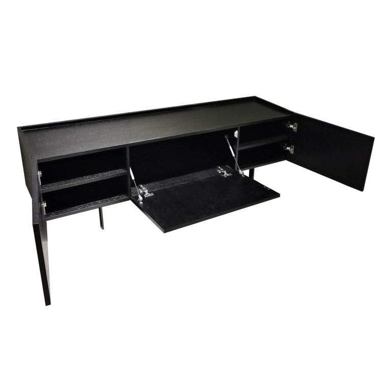 GRADE A2 - Large Black Oak TV Unit with Storage - TV's up to 70" - Helmer