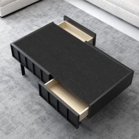 GRADE A2 - Large Black Oak Coffee Table with 2 Drawers - Helmer
