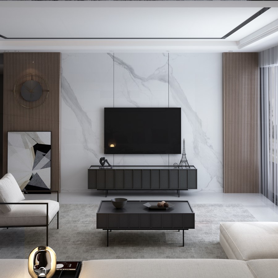 GRADE A2 - Large Black Oak Coffee Table with 2 Drawers - Helmer