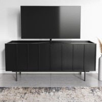 GRADE A2 - Small Black Oak TV Stand with Storage - 120cm - Helmer