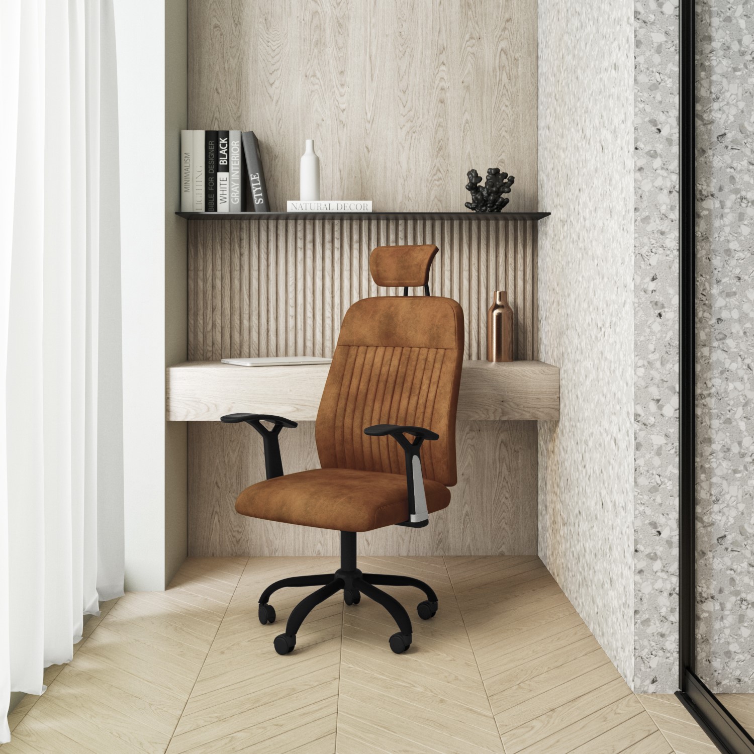 Tan faux leather desk chair Clearance