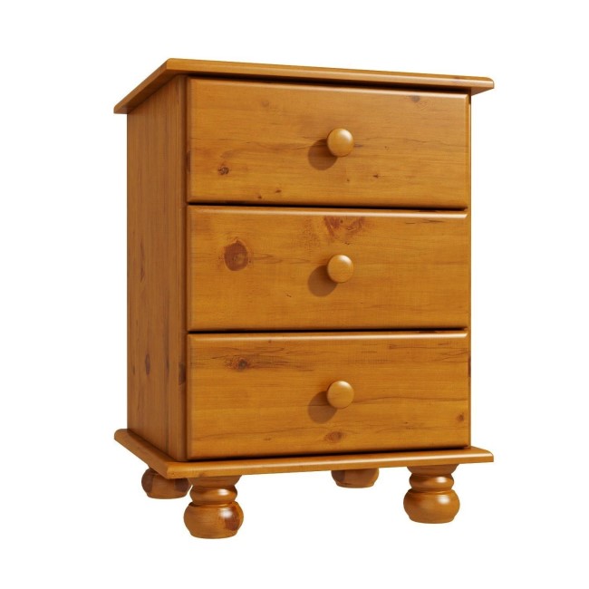 Pine 3 Drawer Bedside Table - Hamilton