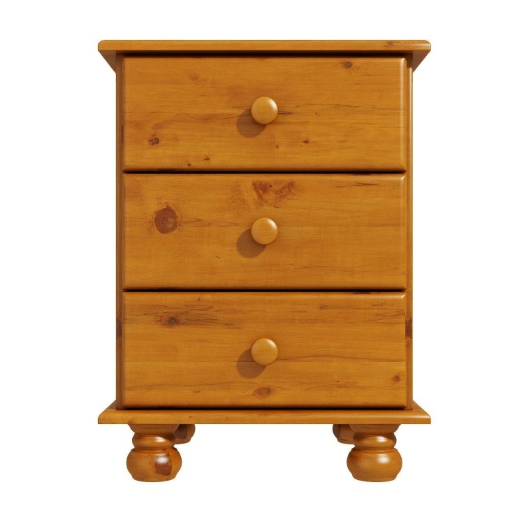 GRADE A2 - Pine 3 Drawer Bedside Table - Hamilton