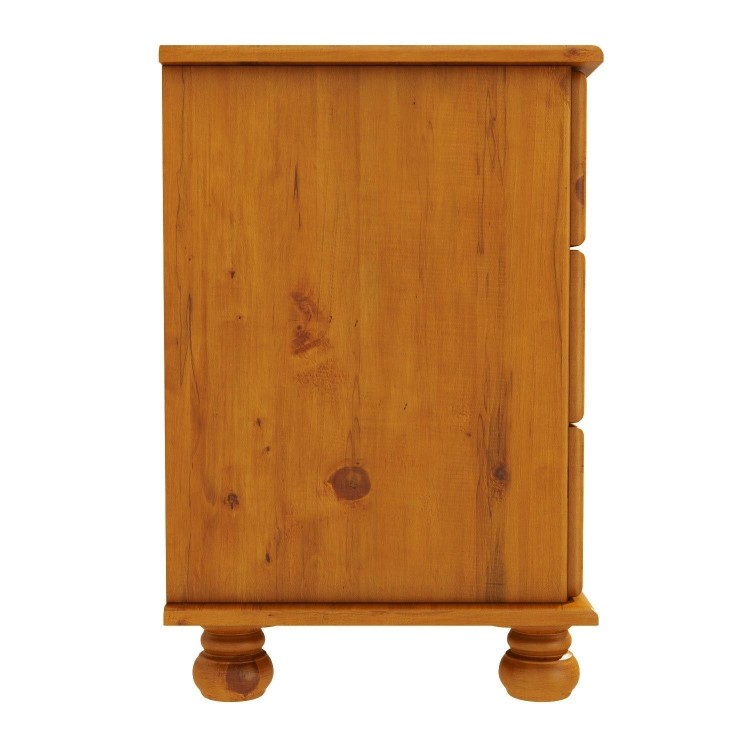 GRADE A2 - Pine 3 Drawer Bedside Table - Hamilton