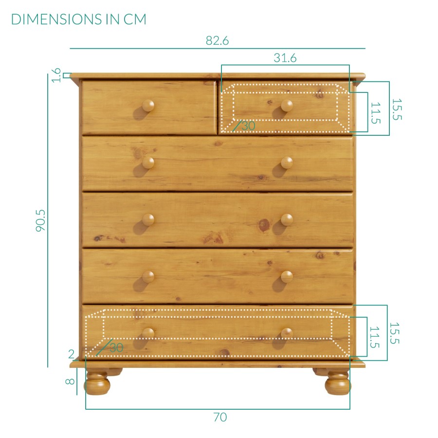 GRADE A1 - Hamilton 2+4 Chest of Drawers in Pine