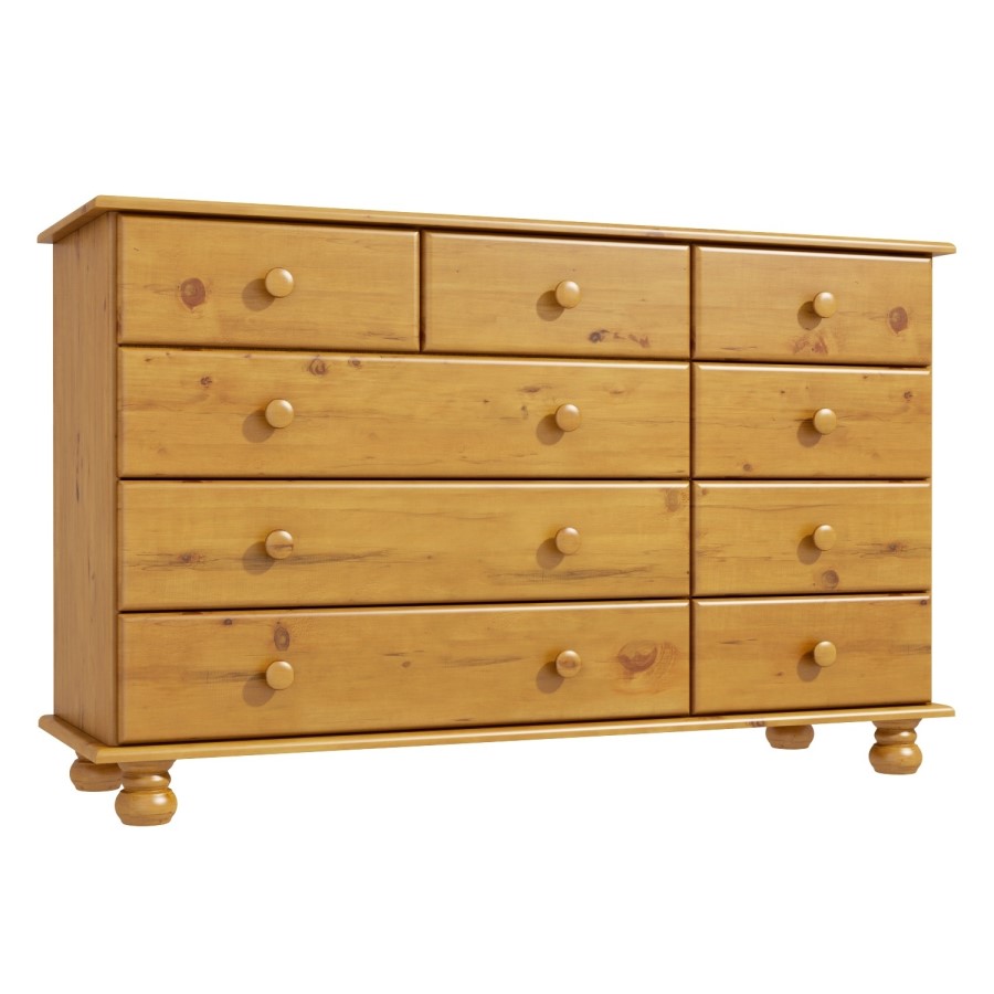 ONLY OPENED - Wide Pine Chest of 9 Drawers - Hamilton