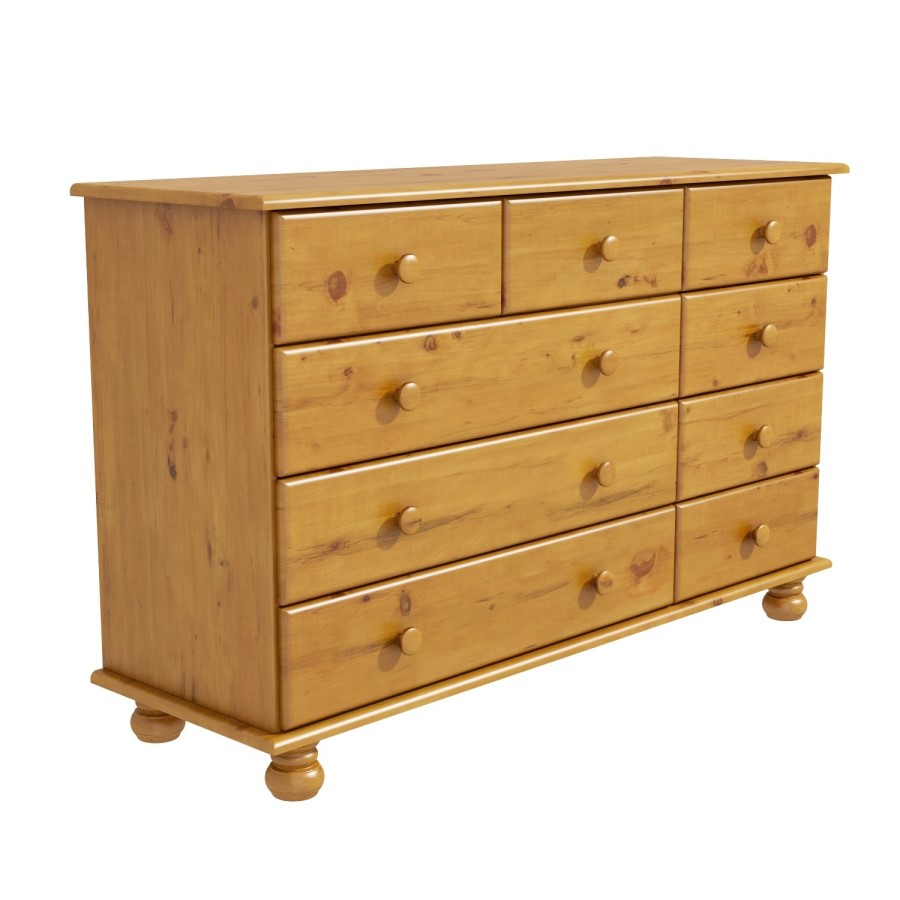 ONLY OPENED - Wide Pine Chest of 9 Drawers - Hamilton