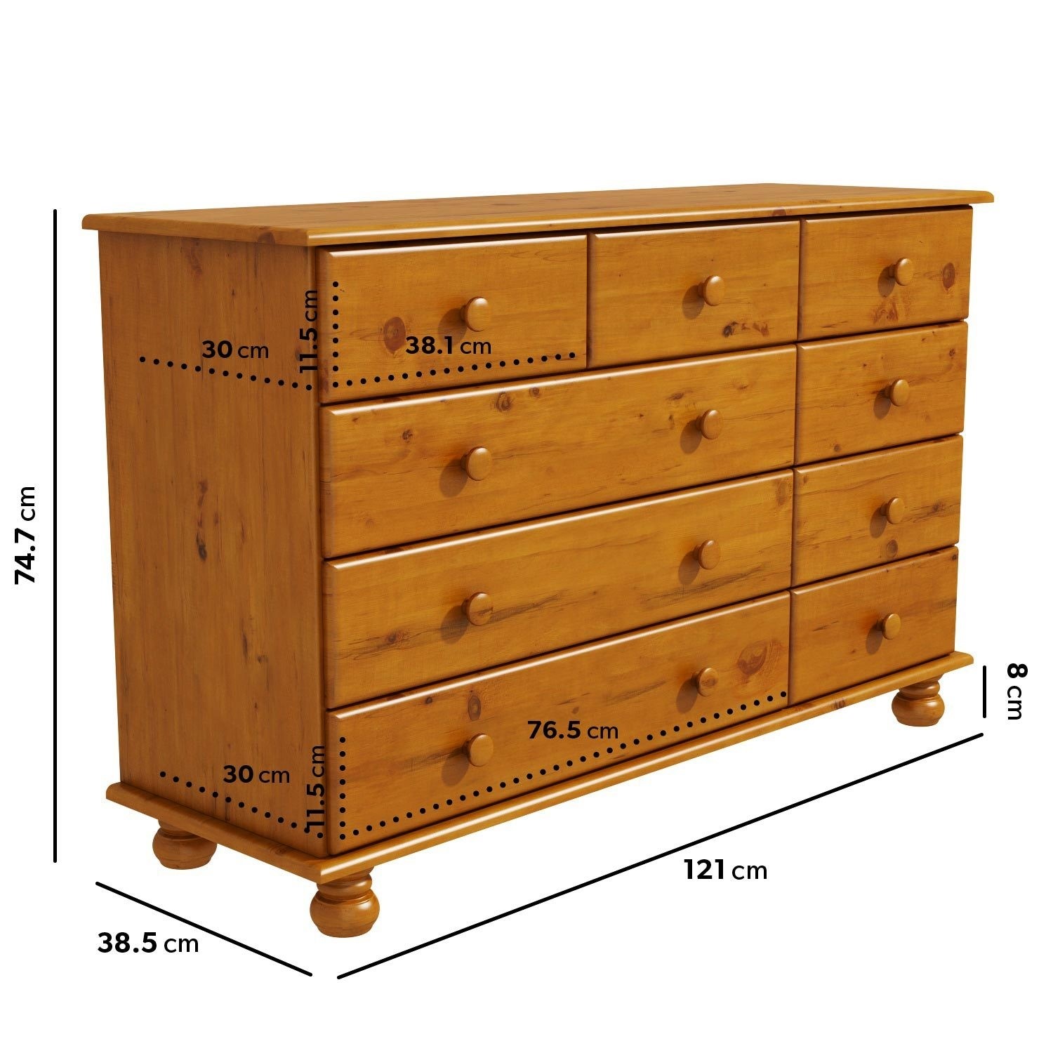 Hamilton 2 3 4 Wide Chest of Drawers in Pine