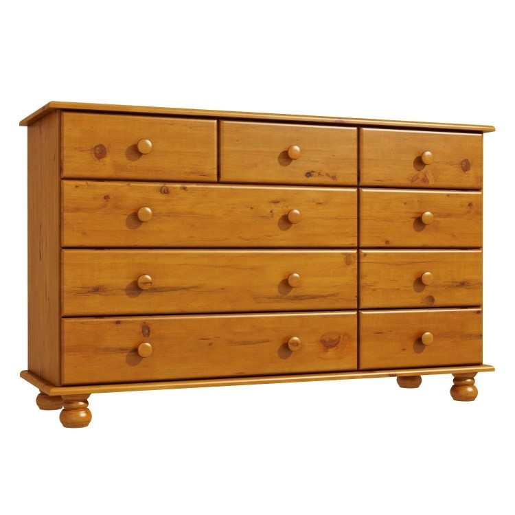 Wide Pine Chest of 9 Drawers - Hamilton