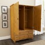 Hamilton 2 Door 2 Drawer Combi Short Wardrobe in Pine