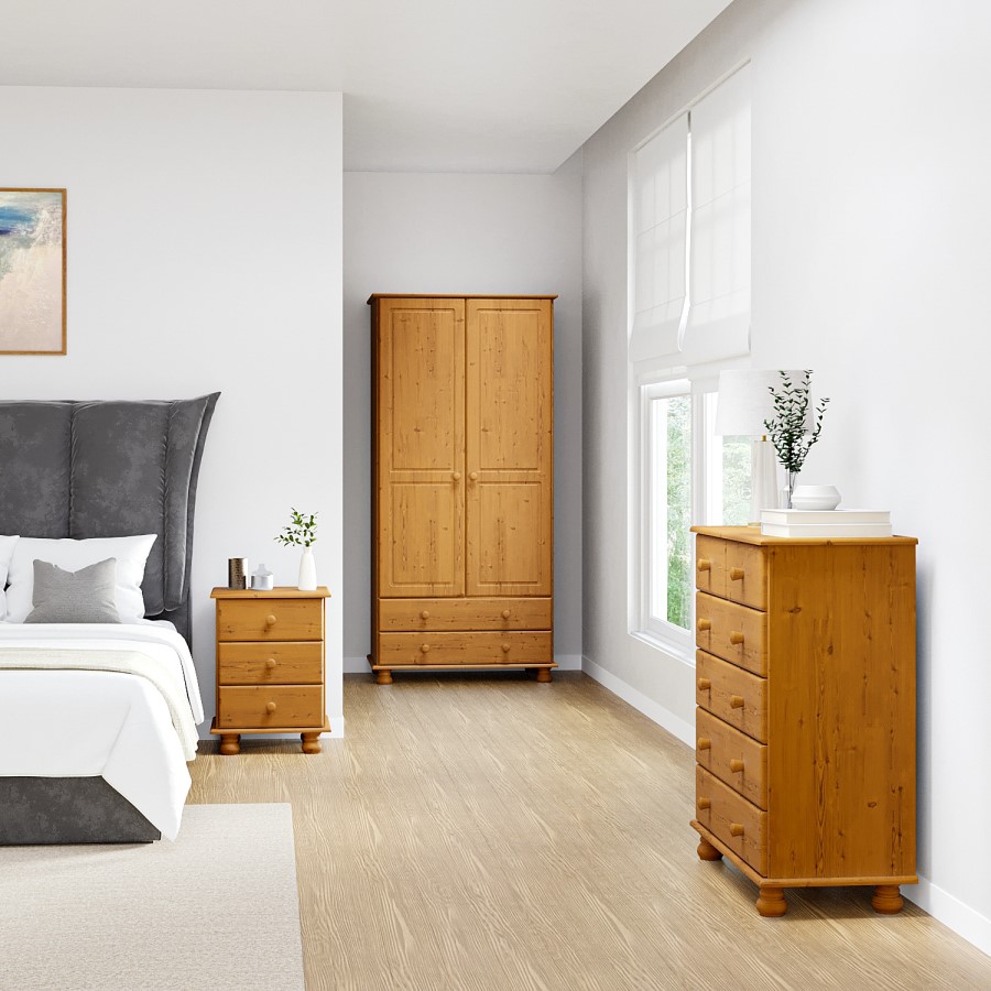 Hamilton 2 Door 2 Drawer Combi Short Wardrobe in Pine