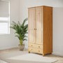 GRADE A2 - Solid Pine Double Wardrobe with Drawers - Hamilton