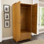 GRADE A2 - Solid Pine Double Wardrobe with Drawers - Hamilton