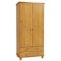 GRADE A2 - Solid Pine Double Wardrobe with Drawers - Hamilton