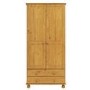 GRADE A2 - Solid Pine Double Wardrobe with Drawers - Hamilton