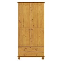 GRADE A2 - Solid Pine Double Wardrobe with Drawers - Hamilton