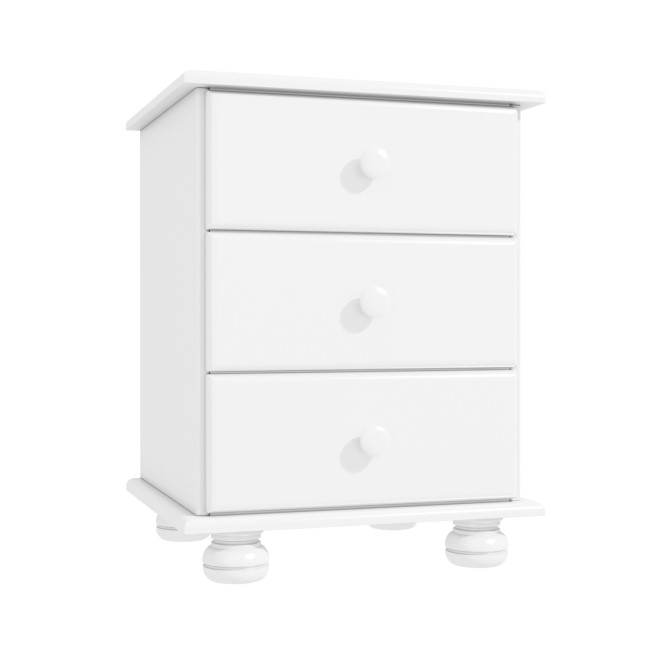 GRADE A1 - Hamilton White Wood Effect Bedside Table with 3 Drawers