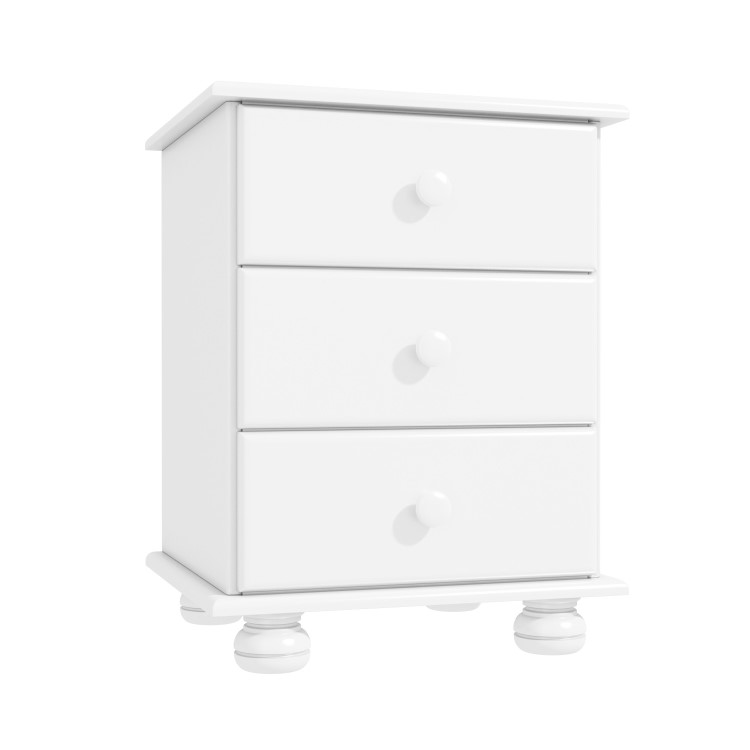 White 3 Drawer Bedside Table - Hamilton