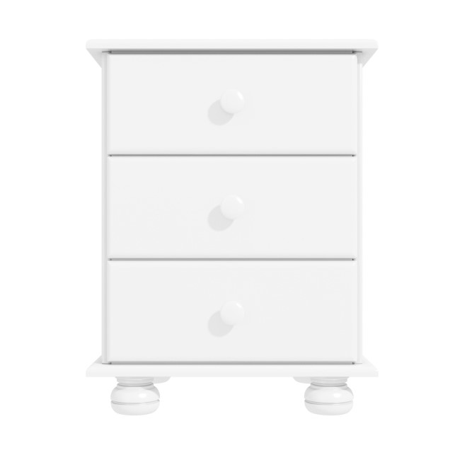 GRADE A1 - Hamilton White Wood Effect Bedside Table with 3 Drawers