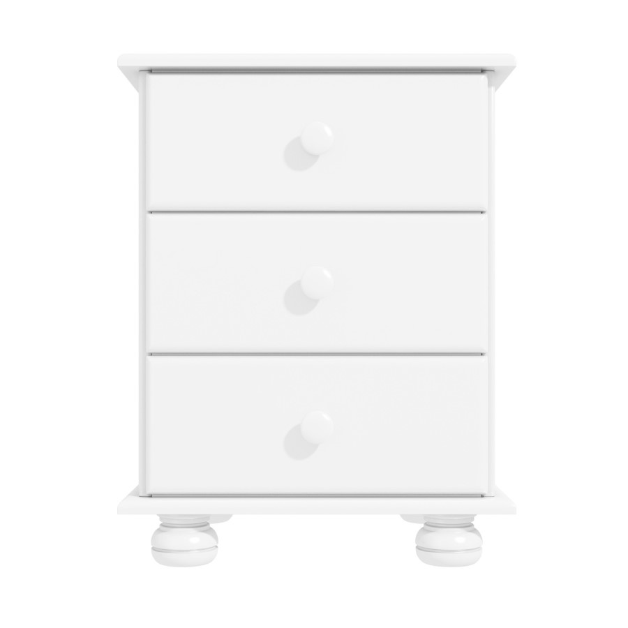 GRADE A1 - Hamilton White Wood Effect Bedside Table with 3 Drawers
