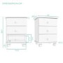 GRADE A1 - Hamilton White Wood Effect Bedside Table with 3 Drawers