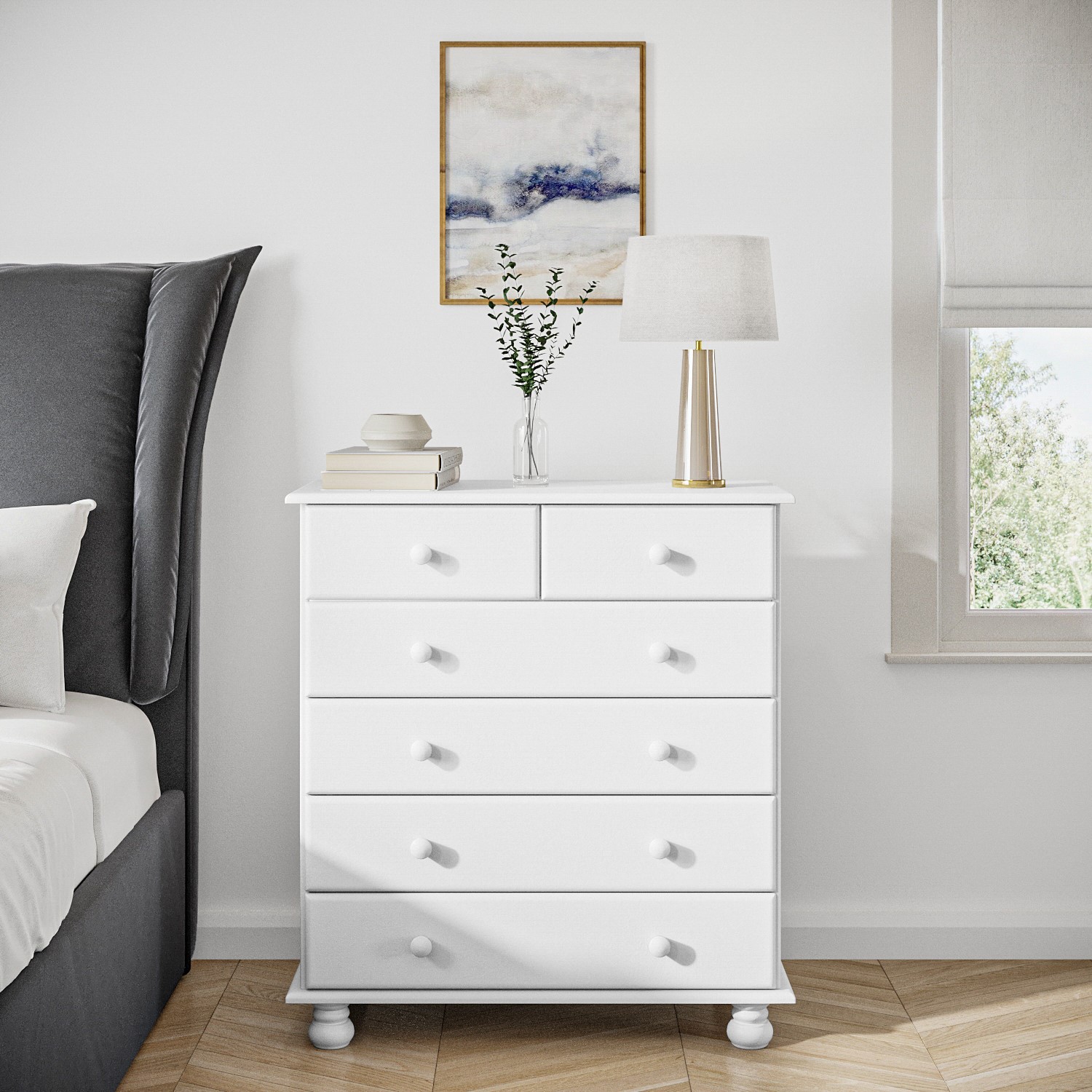 Photo of White painted chest of 6 drawers - hamilton