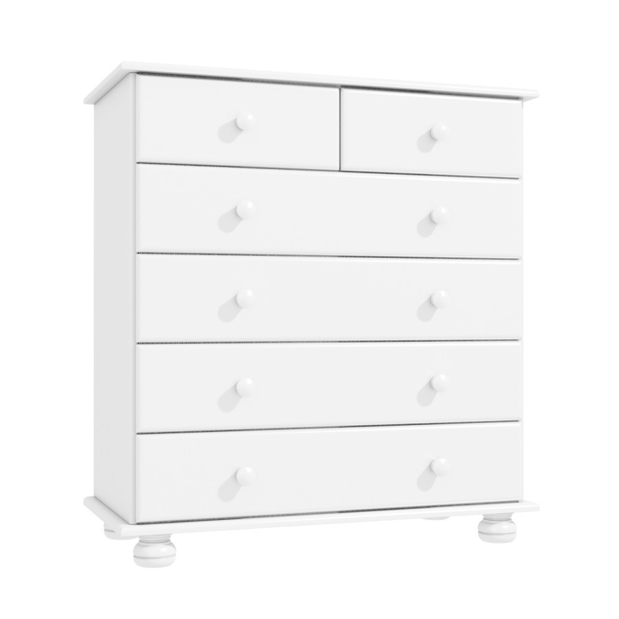 GRADE A1 - White Chest of Drawers with 6 Drawers - Hamilton