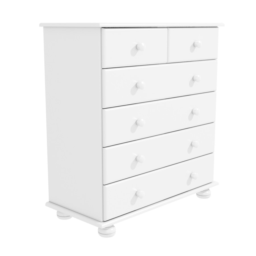 GRADE A1 - White Chest of Drawers with 6 Drawers - Hamilton